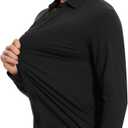 Men's Long Sleeve Button Down Shirts Wrinkle Free Business Untucked Stretch Dress Beach Casual Wedding Shirt (Black, S)