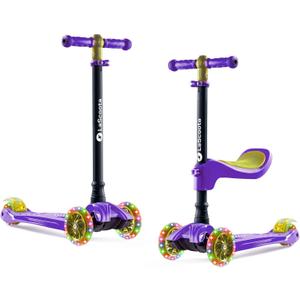 3 Wheel Scooter for Kids – 2-in-1 Scooter with Seat & LED Light-Up Wheels
For Ages 2+, Removable Seat, Adjustable Handlebar, Wide Anti-Slip Deck, Lean-to-Steer, Rear Brake, Up to 110 lbs