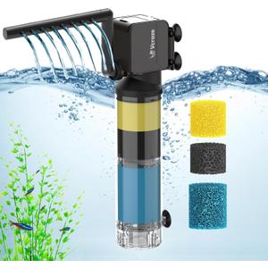 3-Stage Internal Aquarium Filter for Tanks 40-150 Gallon, Fish Tank Filter with Aeration/Rainfall Modes, Fish Filter Turtle Tank Filter with Adjustable Flow Rate