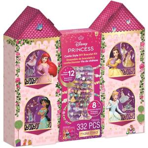 Make It Real: Disney Princess: Castle Style DIY Bracelet Kit - 332 pcs Jewelry Set, Create 12 Bracelets, 8 Exclusive Charms, Girls & Kids Ages 6+