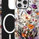 Jusy Magnetic Stained Glass Floral Case for iPhone 16, Bouquet | Compatible with MagSafe, Cute Aesthetic Flower Design, TPU and PC Protective Phone Cover