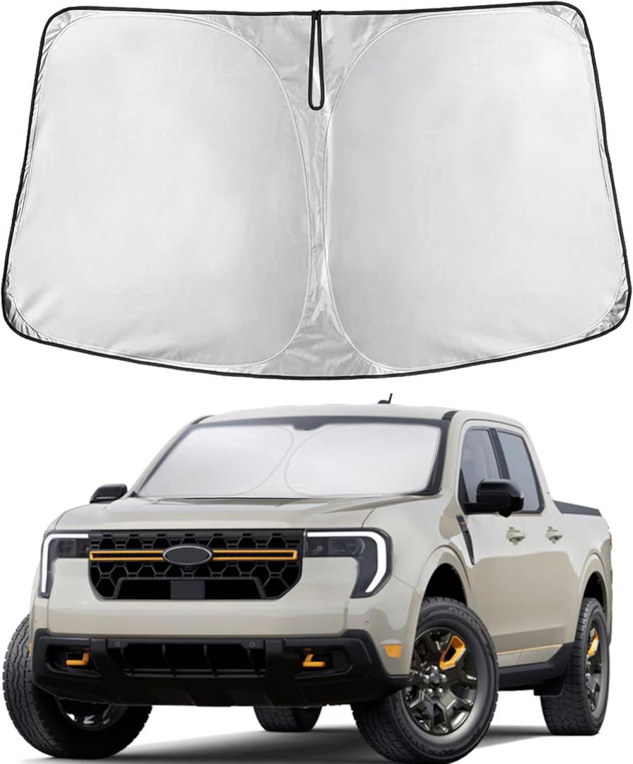 Econour Windshield Sun Shade Compatible for Ford Maverick 2022-2024 2025 2026 Sun Shade Front Windshield Sun Visor Foldable Thicker 5-Layer Block Heat and Sun UV Rays | Car Accessories