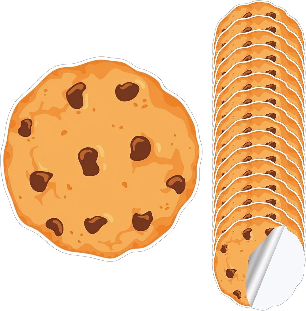 16 Pcs Large Cookie Decals Stickers Chocolate Milk and Cookies Birthday Baby Shower Decoration Stickers 7" Wide Removable Sidewalk Floor Decal for Kids Birthday Party Supplies