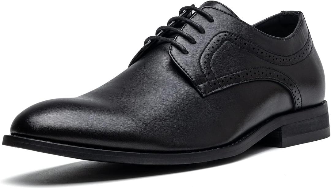 Men's Oxford Formal Dress Shoes Comfortable Classic Business Lace Up Derby Plain Toe (11, Black-20712)