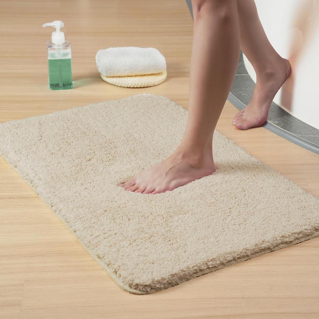 Luxury Quick Dry Non-Slip Bathroom Rugs20'' x 30'' Beige Highly Absorbent Washable and Ultra Soft, Extra Thick Fluffy Bath Mats for Shower/Kitchen/Bathtub Floor