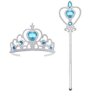 Vicloon Elsa Princess Tiara, Tiara Crown and Fairy Wand Elsa Dress Up Accessories Set for Party, Cosplay