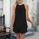 Rapbin 2 Piece Short Sets for Women Casual Vacation Summer Outfits Sleeveless Halter Tops Loose Fit, L