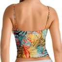 PINKMSTYLE Women's Sexy V Neck Ruched Cami Top Sleeveless Spaghetti Double Layer Fitted Crop Tank Tops (S)