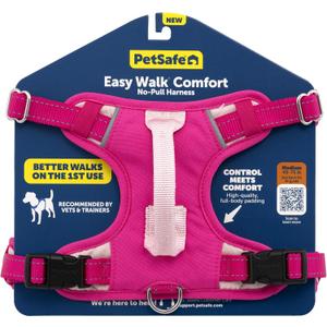 PetSafe Easy Walk Comfort No-Pull Dog Harness - Better Walk Training Harness - Full Body Padded Design - Durable Fabric - 5 Point Adjustable Fit - Everyday Leash Training - Pink - Large
