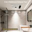 4-in-1 Bathroom Exhaust Fan with 1800W Heater, LED Light with 4 RGB Modes, Bluetooth Speaker & Remote Control, 180 CFM, 1.0 Sone Quiet Ceiling Fan for Heating, Ventilation for Kid Bathroom Home Shower