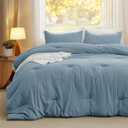 Bedsure California King Comforter Set, Dusty Blue Soft Prewashed Bedding for All Seasons, 3 Pieces GentleSoft Bed Set, 1 Lightweight Comforter (104"x96") and 2 Pillowcases (20"x36")
