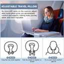 SPRFUFLY Soft Travel Pillow, 100% Memory Airplane Pillow with Sleep Mask and Ear Plugs, Breathable Removable Cover & Ergonomic Design - Essentials Neck Pillow for Airplane, Office & Home Use (Blue)