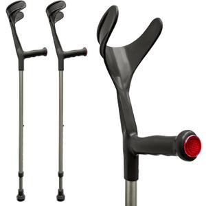 ORTONYX Forearm Crutches for Adults 1 Pair - Open Cuff - Handle with Light Reflector - Built-in Height Adjustment Clip - High Density Sturdy Aluminum - 308lb Max / AL01