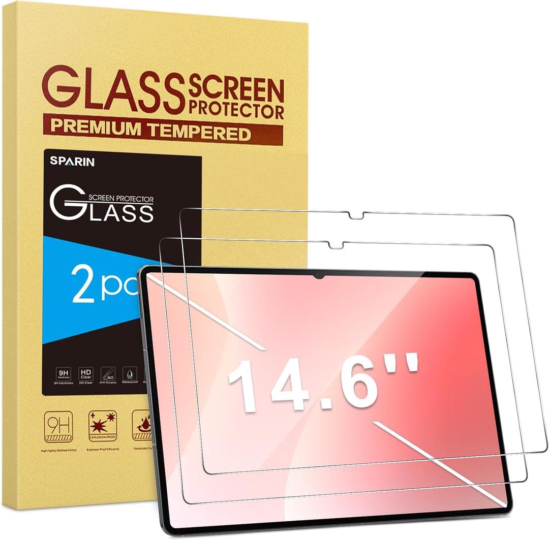 SPARIN 2 Pack Screen Protector for Samsung Galaxy Tab S11 Ultra/S10 Ultra/S9 Ultra/S8 Ultra 14.6 Inch, 9H Tempered Glass for Galaxy Tablet S11 Ultra, Anti-Scratch/Case Friendly