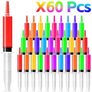 60 Pack Jello Shot Syringes - 30ml/1oz Plastic Syringe with Tip Cap for Liquid BPA-Free, Capacity Resuable Jelly Shot Suringes for Halloween Christmas Thanksgiving Party
