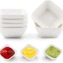 Ultra-Strong 3 Oz 6 Pack Ceramic Dip Bowls Set, Mini Bowl Soy Sauce Plate, Condiment Server, Can be Used for Ketchup, Vinegar,BBQ and Party Dinner (Square 6 Pcs)