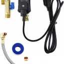 QWORK Automatic Timed Condensate Drain Valve with Steel Hose 1/4 Inch NPT Drain Valve Elbow Fitting, 1/2" Ac110v 2-way Direct-acting Drain Valve US Plug for Compressed Air (Split Set)