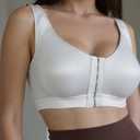 Women Support Bra Front Wirefree Racerback Closure with Adjustable Straps
Color: White,Size 4XL