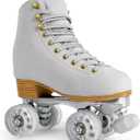 Roller Skates for Women or Men with Height Adjustable Rubber Stoppers Retro Suede Quad Roller Skates for Outdoor and Indoor (7, Gray)