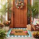 Tinideya 2 Pcs Summer Flamingo Coir Door Mat Welcome Non Slip Hello Mats Floor Layering Doormats Seasonal Cute for Porch Entryway Indoor Outdoor Decor(Hello Pink Flamingo)