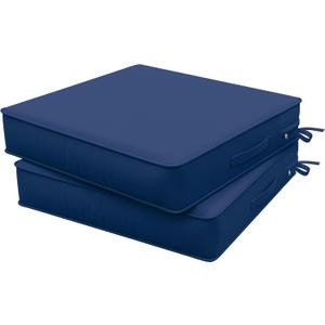 Outdoor Chair Cushions Patio Funiture Chair Seat Cushion 24 L X 24 W X 5 H Waterproof & Fade Resistant Square Sofa Couch Chair Pads with Non-Slip Bottom &Handle & Adjustable Straps Set of 2, Blue