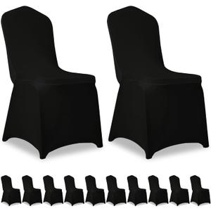 12 Pack Black Stretch Polyester Spandex Chair Covers Universal Washable Removable Chair Slipcovers Protector for Wedding Banquet Events Party Dining Decoration