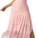 Milumia Women's Summer Maxi Tube Dress Strapless Asymmetrical Hem Long Going Out Casual Elegant Party Dresses (Pink, L)