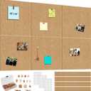Aodaer 6 Pack Cork Boards 36" x 24" Thick Bulletin Board Tiles with 4 Frameless Cork Strips Pin Board Bar Strips with Push Pins Clips for Office School Home Walls