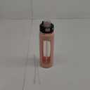 Kodrine Water Bottle With Straw and Carry Handle, Glass Water Bottle 24 oz Leak Proof Locking Lid with Soft Silicone Spout, Reusable Drinking Cups for Travel Sports with Time Marker,Pink