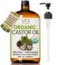 VITAL AFFAIR Pure Organic Castor Oil 32oz – Cold Pressed, Unrefined, USDA Organic – Glass Bottle for Hair Growth, Eyelashes, Eyebrows, Face & Castor Oil Packs