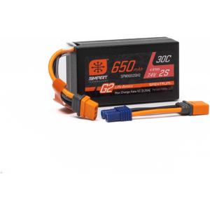 Spektrum 7.4V 650mAh 2S Smart G2 Hardcase 30C LiPo: IC2, SPMX652SH2