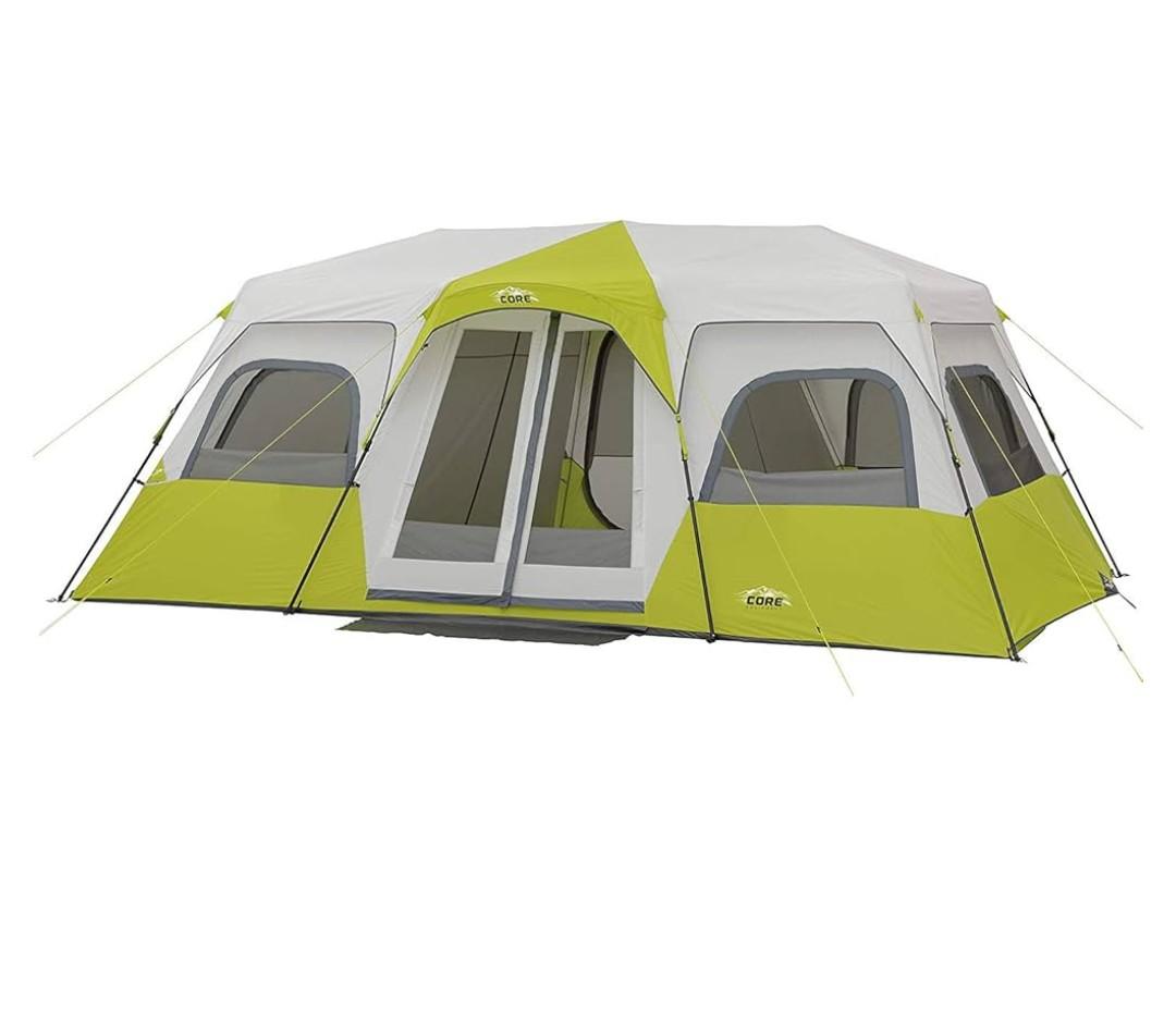 CORE Instant Cabin Tents | 12 Person Family Cabin Multi Room Pop Up Tents Car Camping | Included Storage Pockets for Camping Accessories