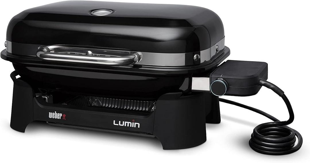 Weber Lumin Compact Outdoor Electric Barbecue Grill, Black - Great Small Spaces such as Patios, Balconies, and Decks, Portable and Convenient