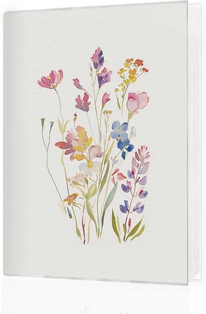 Floral Photo Album 4x6 Hold 36 Photos, Watercolor Wild Flower Aesthetic Small Photo Album Picture Memory Book Keepsake for Family Baby Travel Vacation