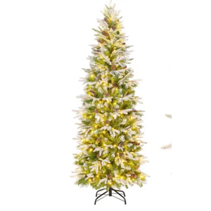 6 Feet Pre-Lit Artificial Christmas Tree Snow Flocked Hinged