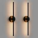ZAGO 24 Inch LED Indoor Linear Wall Sconces Set of Two, 3CCT Switchable, Matte Black, Hardwired and Wall Mounted, Dimmable for Living Room, Hallway, Bedroom, 120-277V, 14W, 900LM, ETL Certified