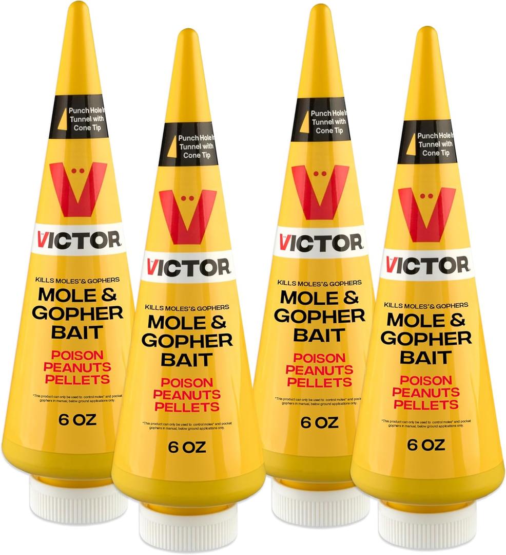 Victor M6006 Outdoor Mole & Gopher Poison Peanuts, Mole and Gopher Killer Bait, 4 Pack