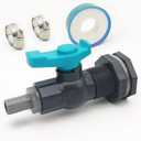 Rain Barrel Spigot PVC Faucet Kit with Bulkhead Fitting, Ball Valve, Garden Hose Barb Adapter, Pipe Clamps, Thread Seal Tape (for 12.5mm ID Hose)