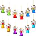 Mini Glass Angel Christmas Ornaments for Tree, 1.6" Small Crystal Guardian Angel Ornament Bulk for Christmas Tree, 2025 Hand Blown Spun Glass Home Decor Xmas Gift, Set of 12