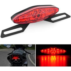 Nilight Motorcycle Tail Lights LED Brake Running Light with License Plate Bracket Dirt Bike Rear Lighting Compatible with Honda Yamaha Kawasaki Suzuki Chopper Turing Cruiser, Red