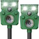 2025 Upgraded Solar Powered Animal Repeller 2 Packs, Ultrasonic Solar Powered Deer Repellent for Outdoor Yard Lawn Repel Squirrel Raccoon Cat Deterrent with Motion Sensor & Flashing Light (2, Black)