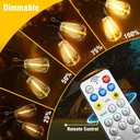 Solar String Lights Outdoor Waterproof with Remote & Timer, LED Shatterproof ST38 Bulbs, USB & Solar Powered Patio Lights for Backyard, Porch, Garden, Wedding, Christmas Decor (66FT)