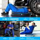 Mechanic Creeper 36 inches 3-in-1 Mode Z Seat 340lbs Capacity, Foldable Garage Adjustable Rolling Folding with 6pcs Wheels Roller, Lay Down Sit Lean Back, Under Car Auto Repair, Blue, Man Gift