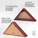 DecoWoodo 3'x5' American Flag Display Case (Not for 9.5'x5' Burial Flag), Wooden Flag Shadow Box for Military Veterans with HD Tempered Glass, Wall-Mounted Triangle Flag Frame, Mahogany