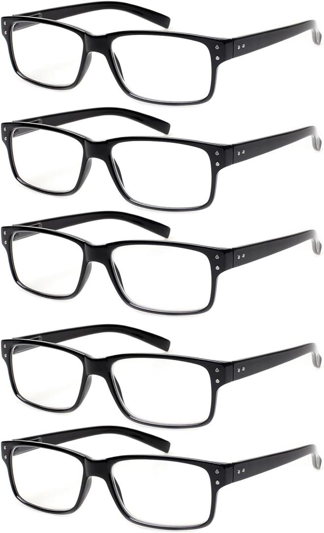 NORPERWIS Reading Glasses 5 Pairs Quality Readers Spring Hinge Glasses for Reading for Men and Women (5BLACK, 2.25)