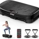 HTM Vibration Plate Exercise Machine, 9 Modes & 120 Speeds, Body Shake Plate with Resistance Bands Slot & Remote Control, Shake Board for Weight Loss Fat Burner Home Fitness Workout