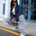 Ryehack Womens Baggy Jeans Y2k Cargo Jeans Casual High Waist Baggy Denim Cargo Pants with Pockets Streetwear (Blue, M)