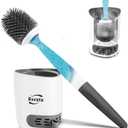 Silicone Toilet Bowl Cleaner Brush, Bathroom Cleaning Bowl Kit, Wall Mount Toilet Brush Refillable Toilet Brush Diatom Mud Absorbent Soft Bristled Silicone (Gray)