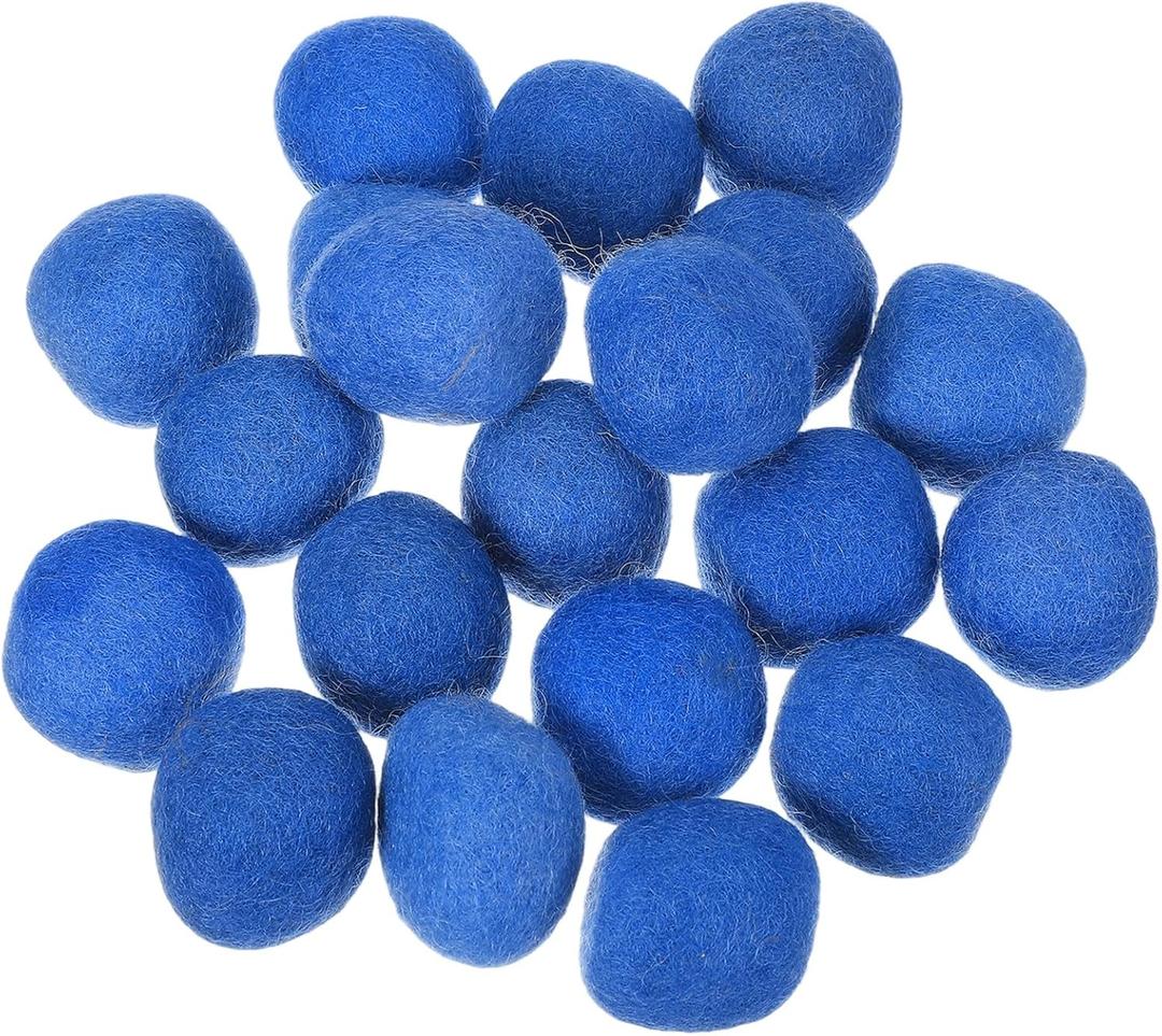 uxcell 20 Pcs Wool Felt Balls Beads, 1.2 Inch Felt Pom Poms for Crafts, Handmade Pompoms Bulk Small Bead for Nursery Handicrafts and DIY Art Decoration, Blue