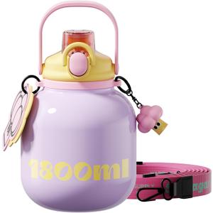 60 oz Gallon Insulated Water Bottle with Straw Lid, Purple | Premium 316L Stainless Steel, Leakproof, Wide Mouth Water Jug with Handle, All-day Hot or Cold Retention, Travel & Daily Use